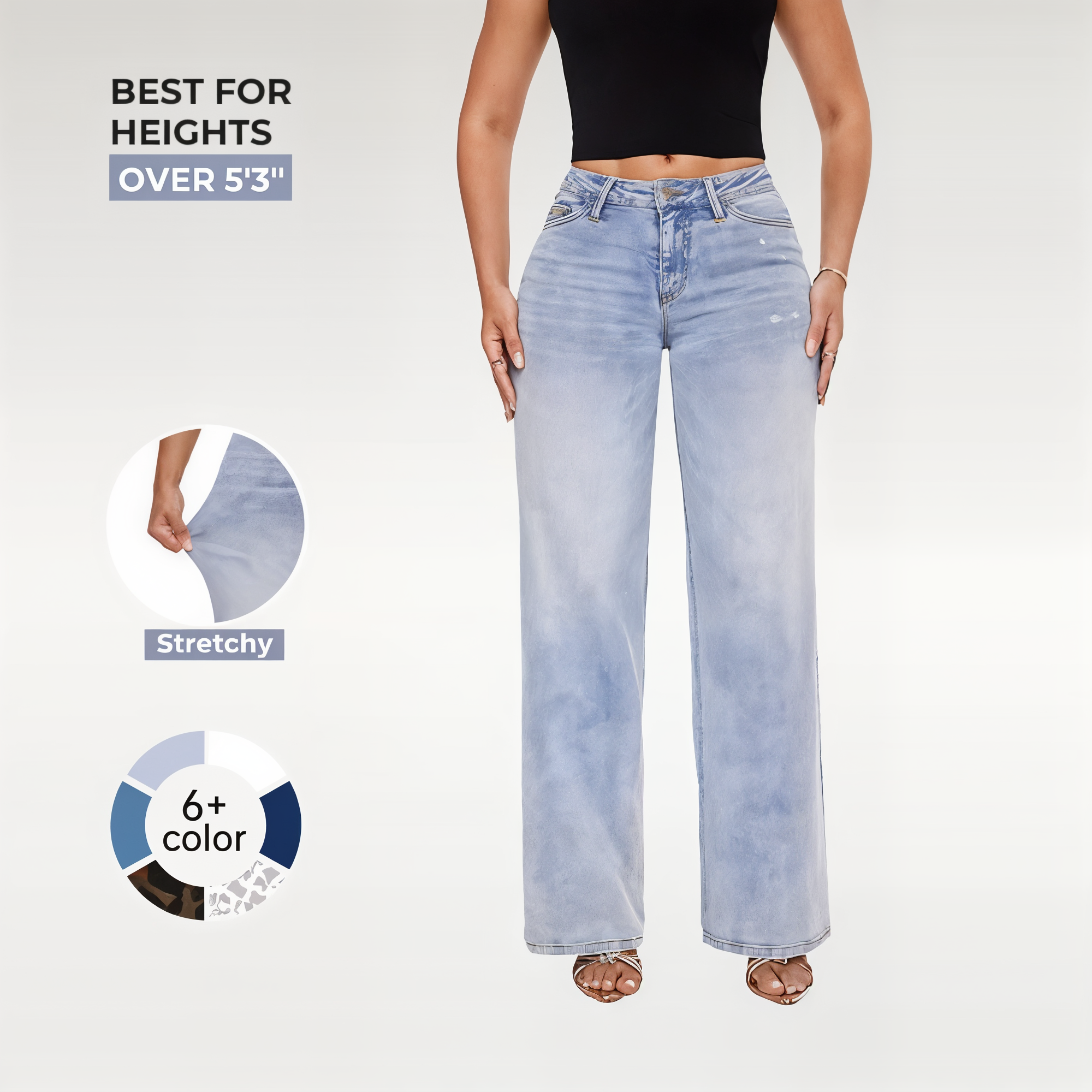 Stretchy Curve Hugging  Wide Leg Denim Jeans