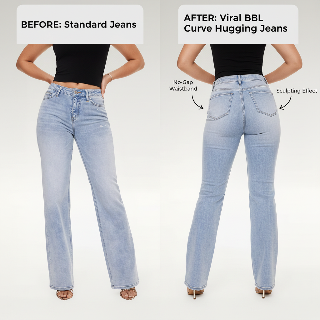 Stretchy Curve Hugging  Wide Leg Denim Jeans